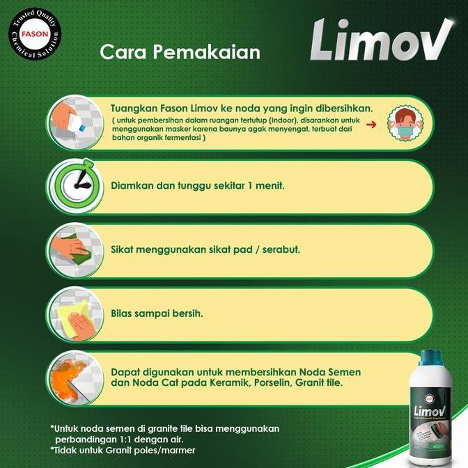 Fason Limov 900 ML & Scrub Pad - Pembersih Keramik Organik Tanpa HCL & Bahan Kimia Keras - Gratis Sa