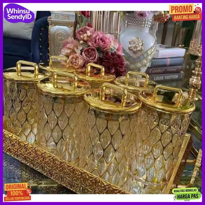New [Ready Stock] Arabian Jar Satuan /Toples Akrilik Kedap Udara /Toples Kue Lebaran Mewah