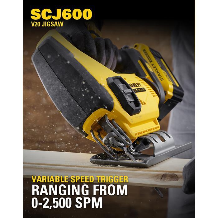 Stanley Cordless Jigsaw / Gergaji Kayu Baterai 20V SCJ600 (Unit Only)