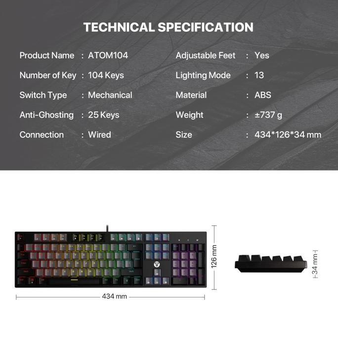 Fantech Atom MK886 Mechanical Keyboard Gaming