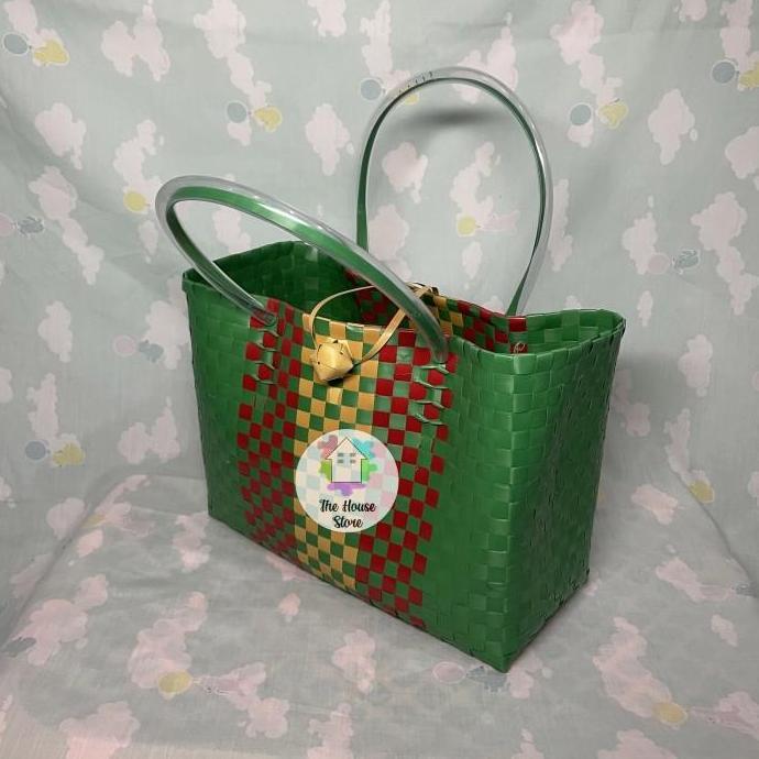 TAS / KERANJANG BELANJA PASAR ANYAMAN PLASTIK UKURAN MINI BERKANCING