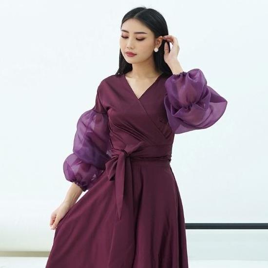 Atasan Organza Lengan Balon Cendana Blouse Top Wanita CS