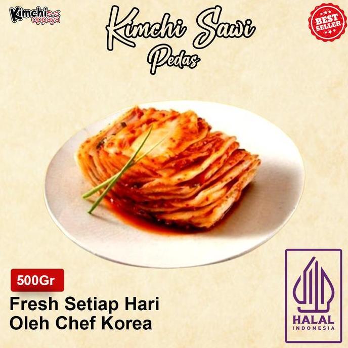 Foodx- Kimchi Sawi Pedas Korea 500 Gram Halal - Makanan Tradisional Asinan Sayur Fermentasi Bumbu Pe