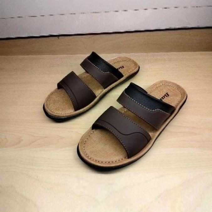 Bata Sandal Bata Salvador Kulit Pria Dewasa Model Slop Keren Sandal Cowok Kekinian Kasual untuk Gaya
