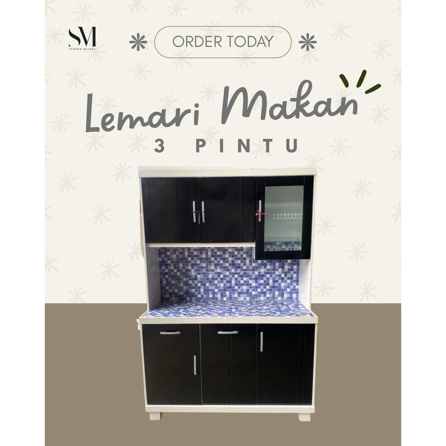 LEMARI MAKAN 3 PINTU KAYU
