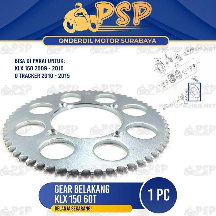 Promo Ger Belakang KLX 150 60T - Gear Gir Gigi Belakang Type 428 Kawasaki D Tracker 150 Klx 150 Disk