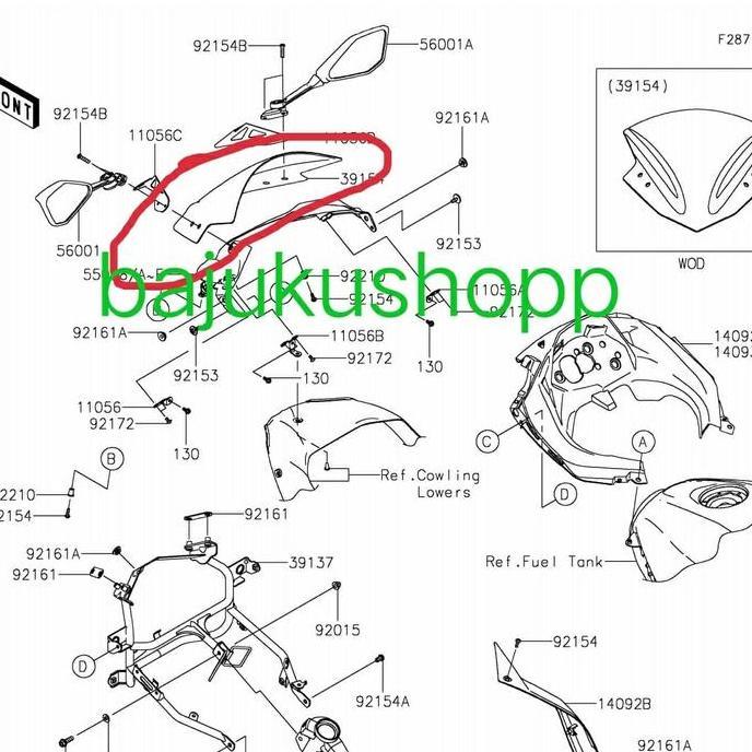 Windshield Windshiel Visor Ninja 250Fi Ninja 250 Fi Lama Original Kawasaki Restock