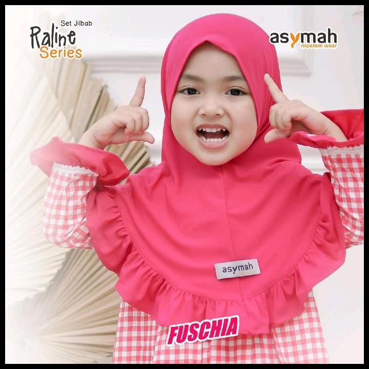 Gamis Anak Kotak-Kotak Bahan Katun Jepang Ori Mix Jersey Warna Fuschia - Raline Series By Asymah 100