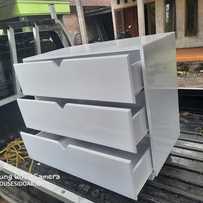laci penyimpanan full kayu finishing duco putih laci baju rak buku