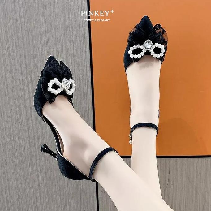 BELANJA SEKARANG PINKEY P326 - Sepatu Stiletto High Heels Wanita Hak Tinggi 7cm Biru Putih Hitam Sho