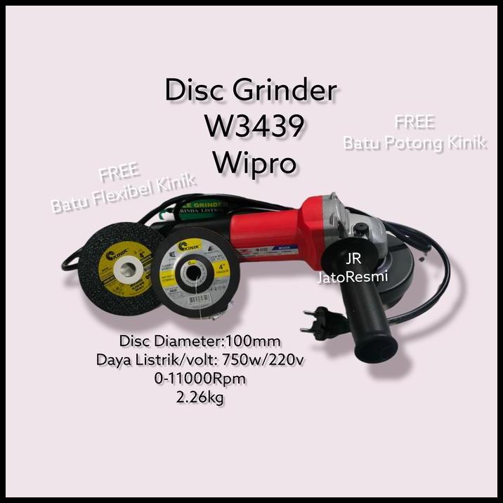 TERLARIS DISC GRINDER W3439 WIPRO MESIN GERINDA TANGAN 4" 