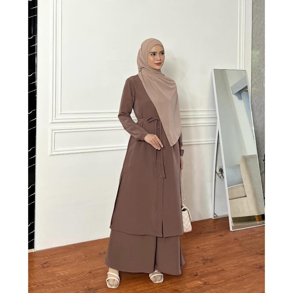 CUCI GUDANG Elmiza - Arumi Set Bahan Premium Beverly Lux Set 2in1 Muslimah Terbaru Simple Elegant