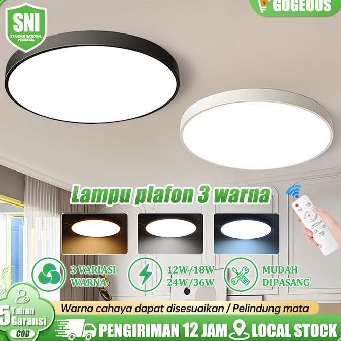 Sale Cod Lampu Plafon Minimalis 3 Warna 12W Remote Ceiling Lamp Plafon Rumah Lampu Led