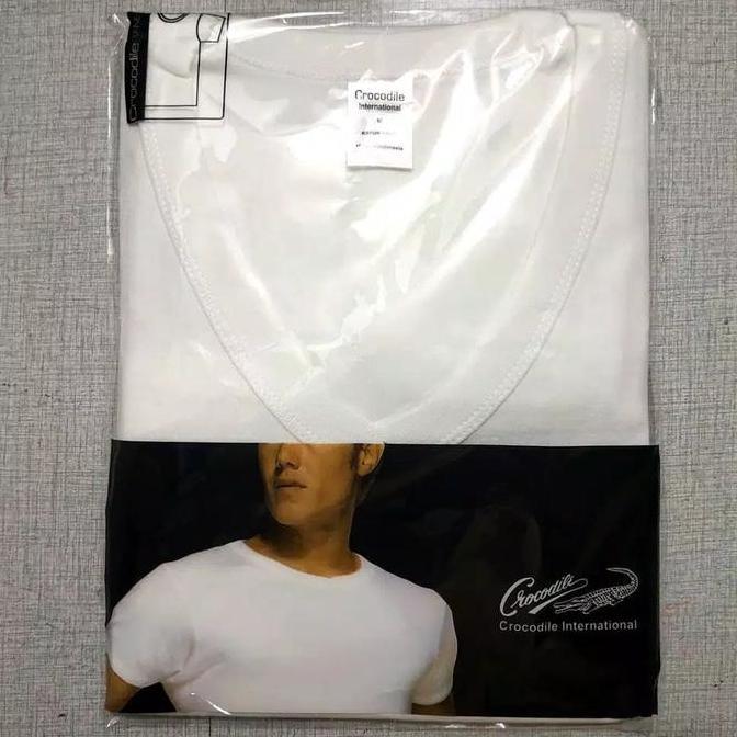 Crocodile V neck oblong putih GS
