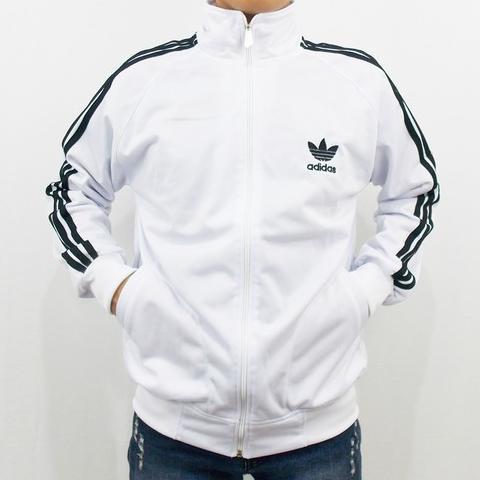 HOT BISA COD | Jaket Adidas Tractop PUTIH list HITAM Unisex Pria Wanita