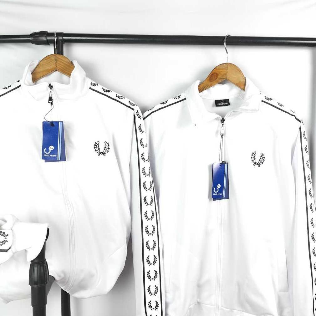 HOT PRODUCT Jaket Tracktop Fred Perry Tapped Full Tag Warna Abu-abu/Jaket Olahraga/Jaket Basic Casua