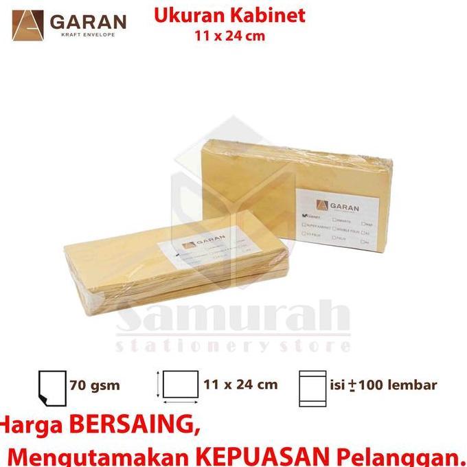 Prikiti- Garan Amplop Kertas Coklat Kabinet 11X24 Cm + Lem Seal 100 Pcs Gramasi 70 Gsm Original Sams
