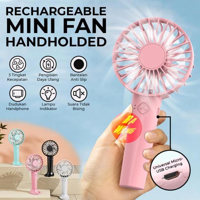 Kipas Angin Mini Genggam Fan Portable Stand Dudukan Holder HP Phone Handphone NUSAGADGET