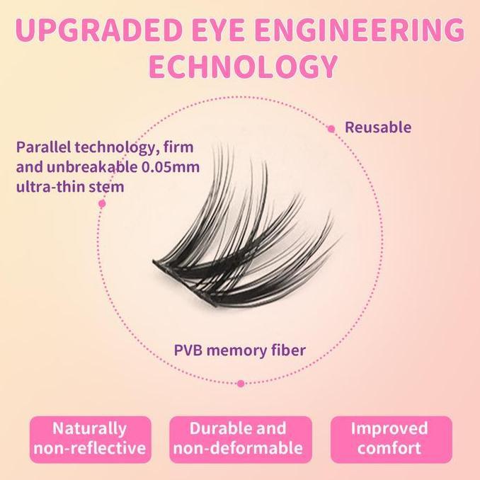 Youu- Pipiwaya Paket Ekstensi Bulu Mata Eyelash Extension 10-16Mm - Klaster Bulu Mata Tipis, Lengkun