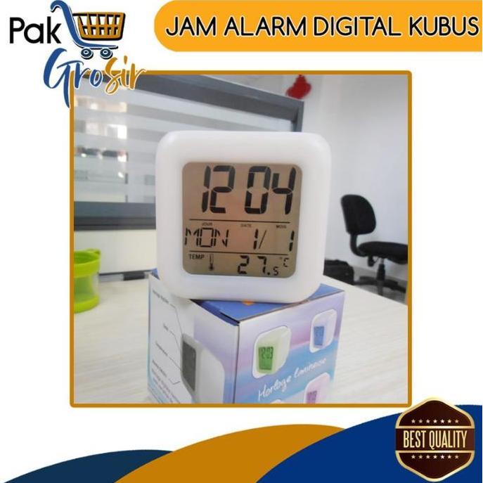 Cotoe- Pg Jam Led Meja Kubus Digital Alarm Berubah 7 Warna Moody Clock Glowing