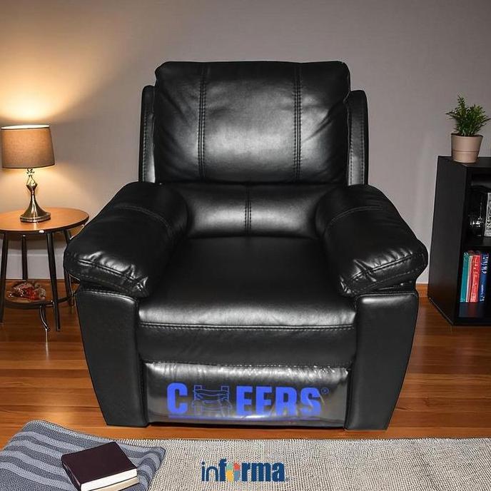 Informa Cheers Mc Belle Sofa Recliner Kulit 1 Seater - Hitam Kursi Santai Malas Baca Ruang Tamu Temp