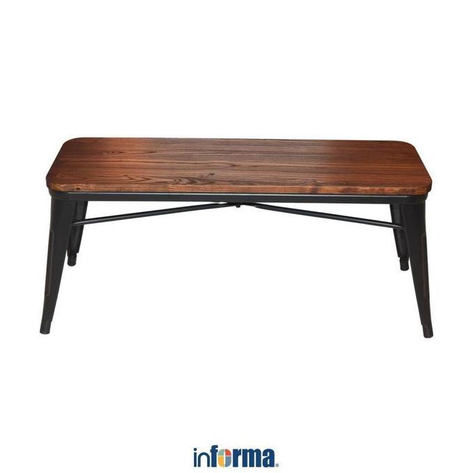 Informa London Elm Kursi Teras Tanpa Sandaran - Hitam Bangku Santai Panjang Kebun Cafe Bangku Restor