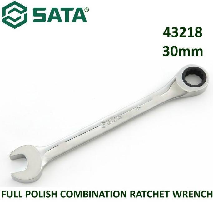 Sale Kunci Ring Pas 30Mm Sata 43218 Full Polish Combination Ratchet Wrench
