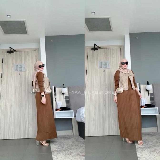 Vizhyaa_hijabstore ASYIFAH DRESS Pakaian Muslim Wanita / dress set inner dan vest