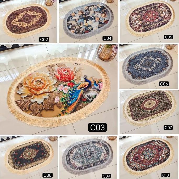 Keset Mewah Import Gaya Eropa Turki Klasik Size Besar Oval Anti Slip