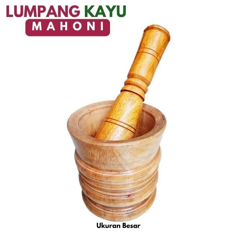 Lumpang + Alu Kayu Mahoni / Lumpang Kayu Motif Murah