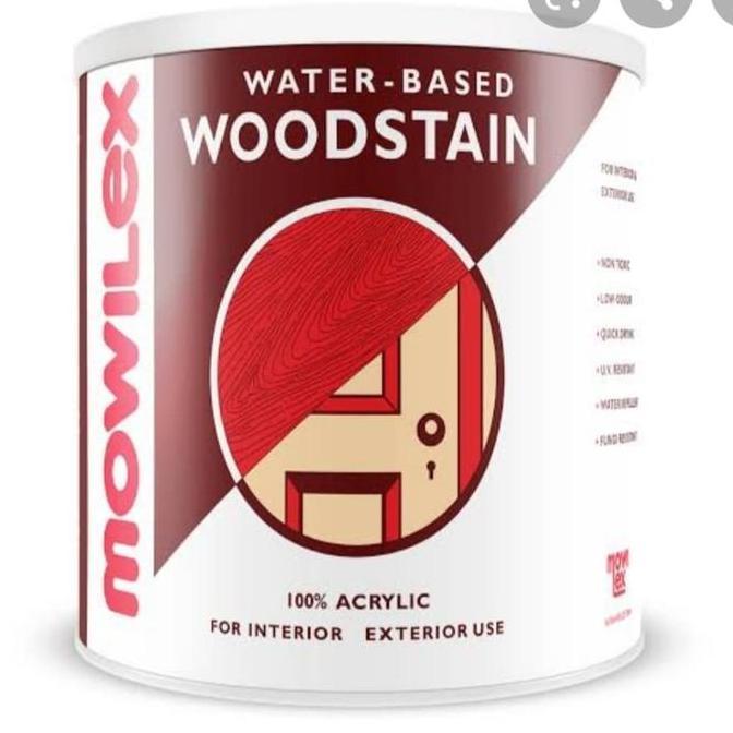 BEBAS ONGKIR - Mowilex Woodstain 1 Liter Cat Kayu Berbasis Air 100% Akrilik untuk Penggunaan Dalam d