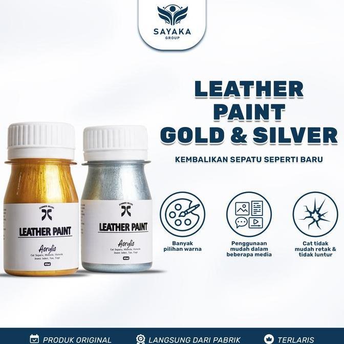 Cat Sepatu Tas Silver Gold / Leather Paint / Cat Sepatu Kulit Canvas Suede Topi Jeans Painting Kanva
