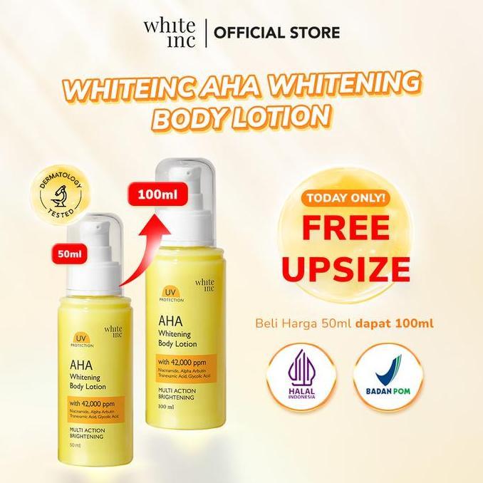 [100ml] WHITE INC AHA Body Lotion to Whitening & Moisturising | Hand Body Lotion Pencerah Mencerahka