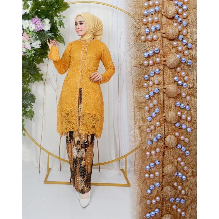 DJ Collection 21  Setelan Kebaya Kancing 1000 Payet Tunik Kebaya Tunik Panjang Kebaya Busui Brokat H