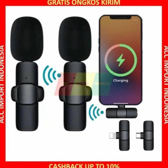 Microphone Wireless Type C HP Laptop MIC Clip On Mikrofon untuk Smartphone HP