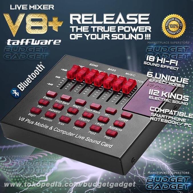 Taffware Mixer V8 Plus Bluetooth Audio USB External Soundcard Mic