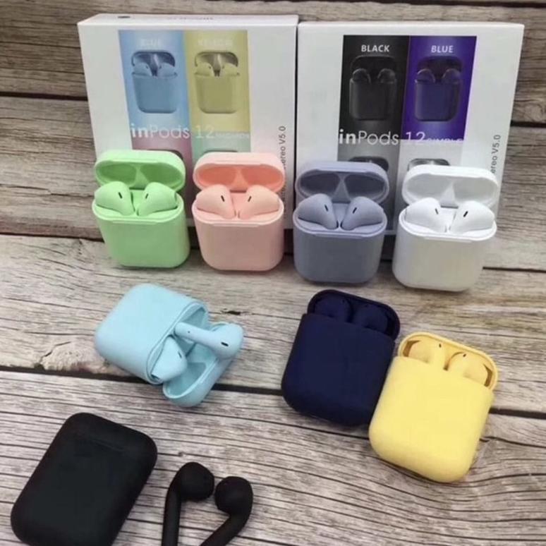 NEW PRODUCT HEADSET BLUETOOTH INPODS 12 I12 TWS MACARON EARPHONE BLUETOOTH SIMPLE WARNA FOR ANDROID 
