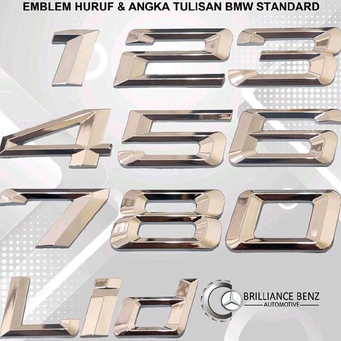 TERBARU EMBLEM TULISAN BAGASI BMW FONT STANDAR EMBLEM ANGKA HURUF BMW CHROME