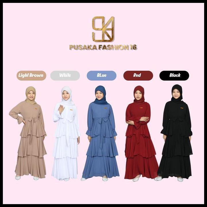Elsaa Gamis Pesta Anak Perempuan Remaja Tanggung Muslim Ceruty Untuk Usia 8 - 17 Tahun Long Dress Ce