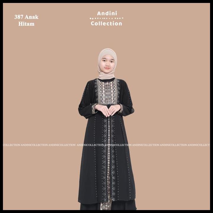 [Anak Tanggung] Andinicollection Abaya Turkey 387 Amarta Hitam Putih Muslim Bordir Dan Payet Mewah 1
