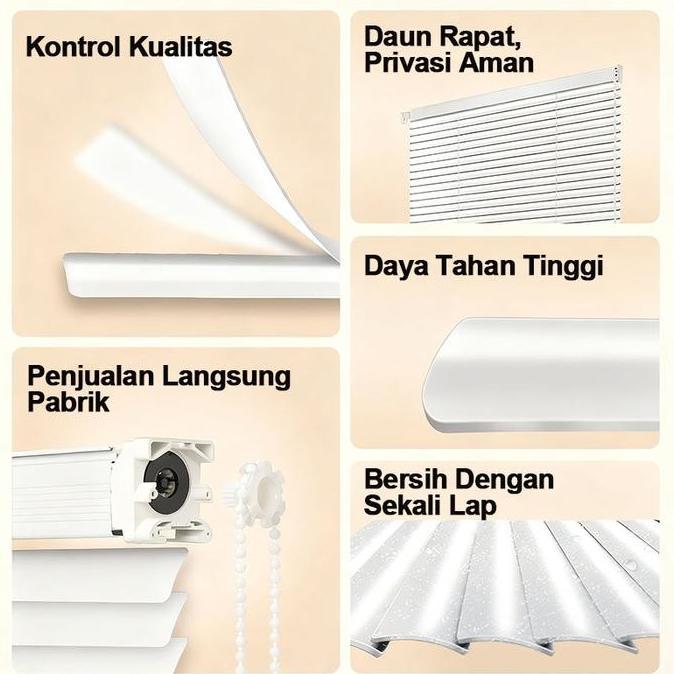 Tirai Lipat Jendela Venetian Blind Roller Blind Tirai Gulung Anti Karat Kuat Gorden Tirai Tarik Pers