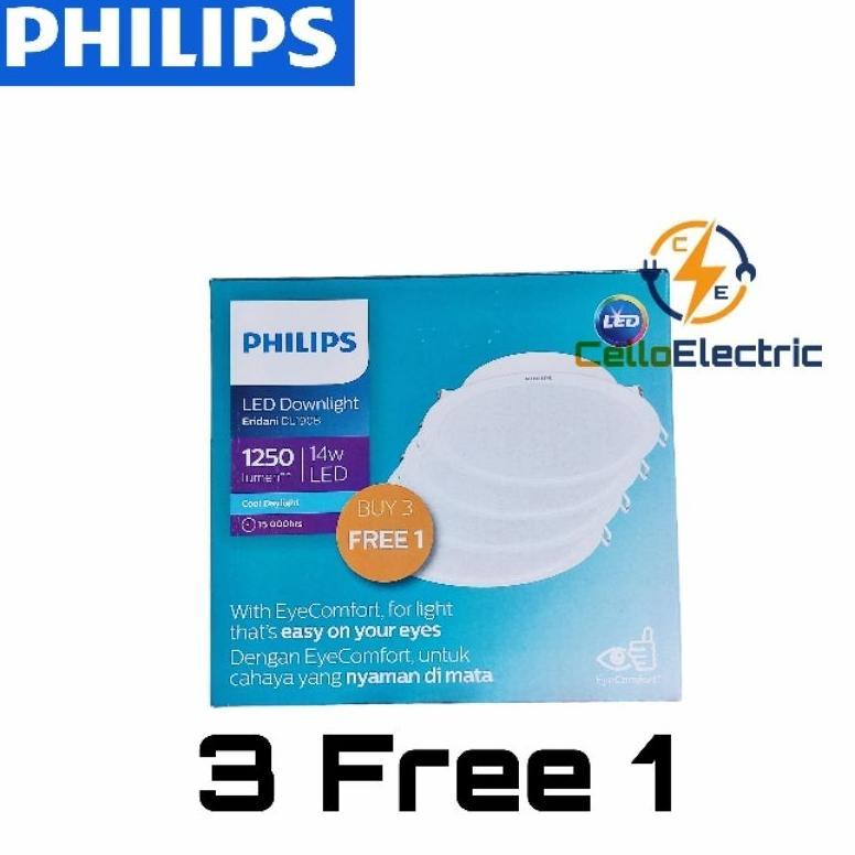 Led Pack Philips Eridani 14 W - Downlight Eridani 14 Watt 3 Gratis 1 Lampu Philips