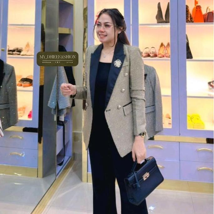 Langsungaja- B181-Mydhieefashion7 Blazer Kotak Kancing Besar Banyak
