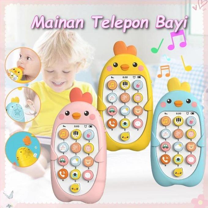 LOANHERCH Mainan Telepon Musik Anak Ayam / Mainan Telepon Bayi Untuk Tumbuh Gigi / Mainan Telepon Ba