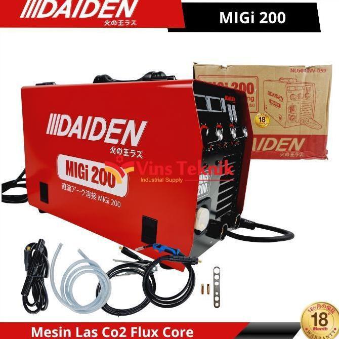 DAIDEN MIGi 200 Mesin Las Argon Stanless Travo Las Inverter Trafo Las Co2 Flux Core Tanpa Gas 200A M