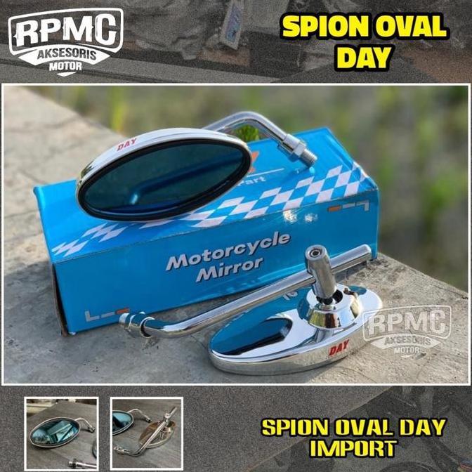 TERBARU SPION OVAL DAY IMPORT KACA SPION DAY UNIVERSAL DRAT 14 HONDA BESI CROM KROM CROME NEW MODEL 