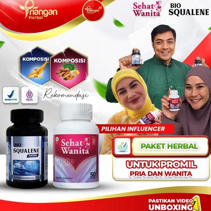 PRIANGAN HERBAL Paket Promil Pria & Wanita Bio Squalene, Suplemen Promil Pria Wanita, Bio Squalene P