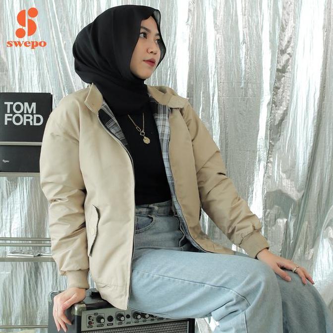 Langsungaja- Swepo Harrington Jacket (Polos) Size M-Xxl (Pria & Wanita)