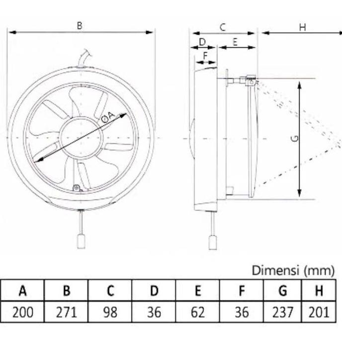 GLASS EXHAUST FAN 20WUD/KIPAS ANGIN KACA KDK 8"INCH