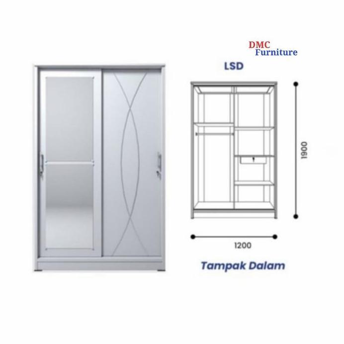 lemari baju sliding lemari pakaian sliding 2 pintu putih sld wynn